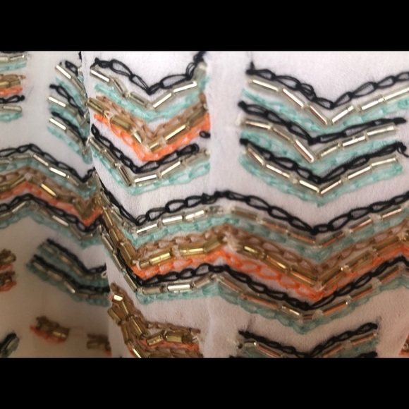 NWT Greylin XS Beaded Racer Back Tank White Lined - Picture 5 of 13